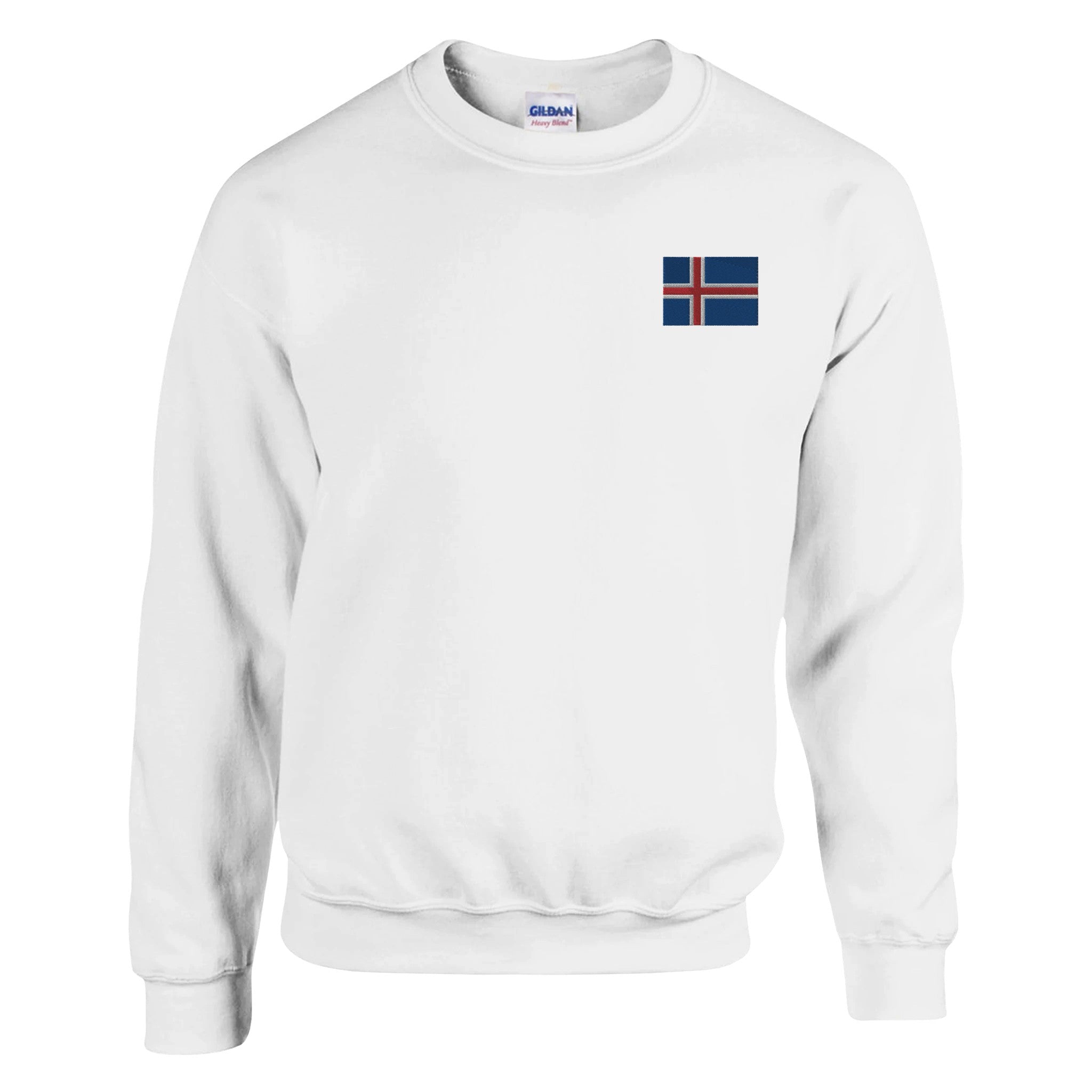 Sweat-shirt en coton et polyester avec broderie du drapeau de l'Islande, offrant confort et style décontracté.