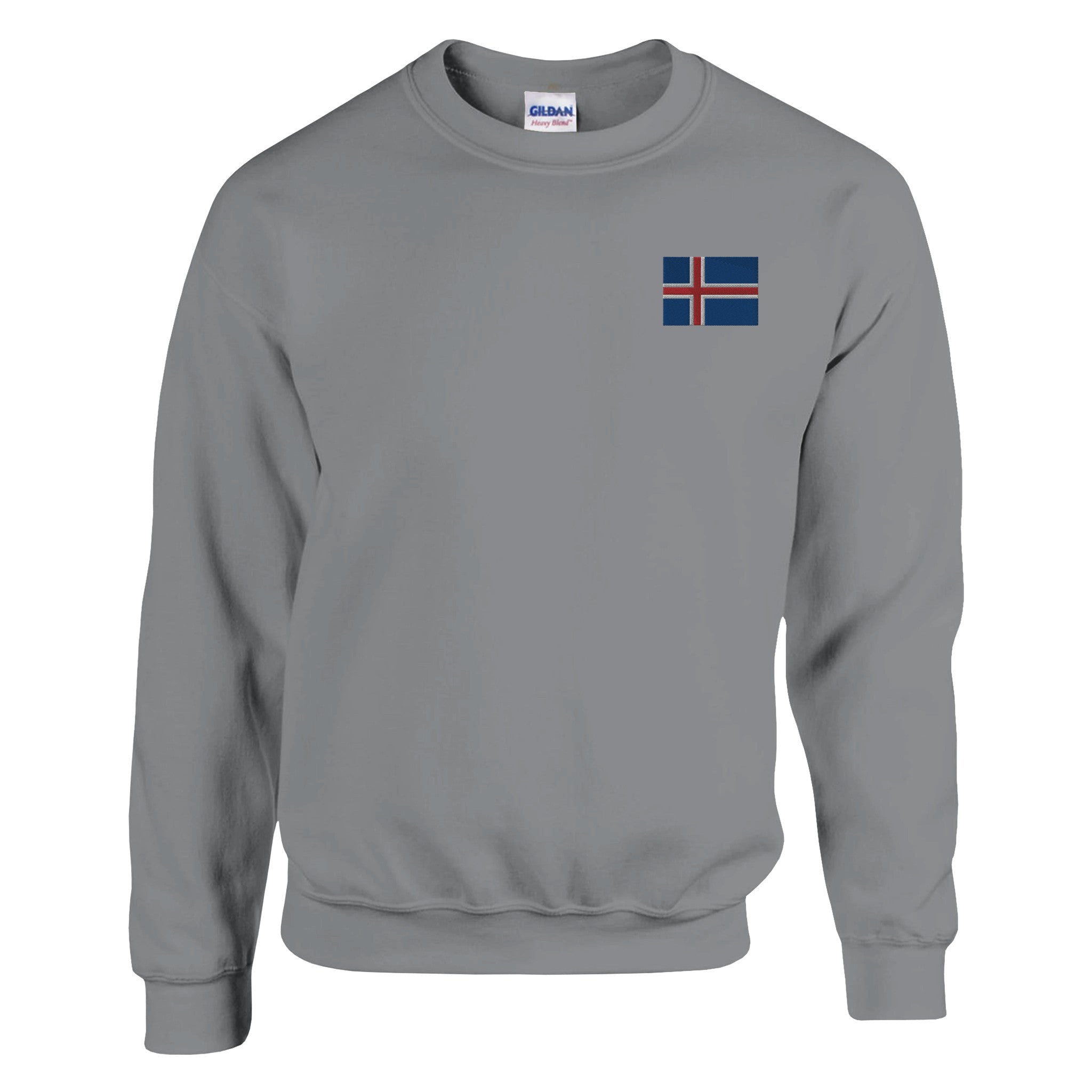 Sweat-shirt en coton et polyester avec broderie du drapeau de l'Islande, offrant confort et style décontracté.