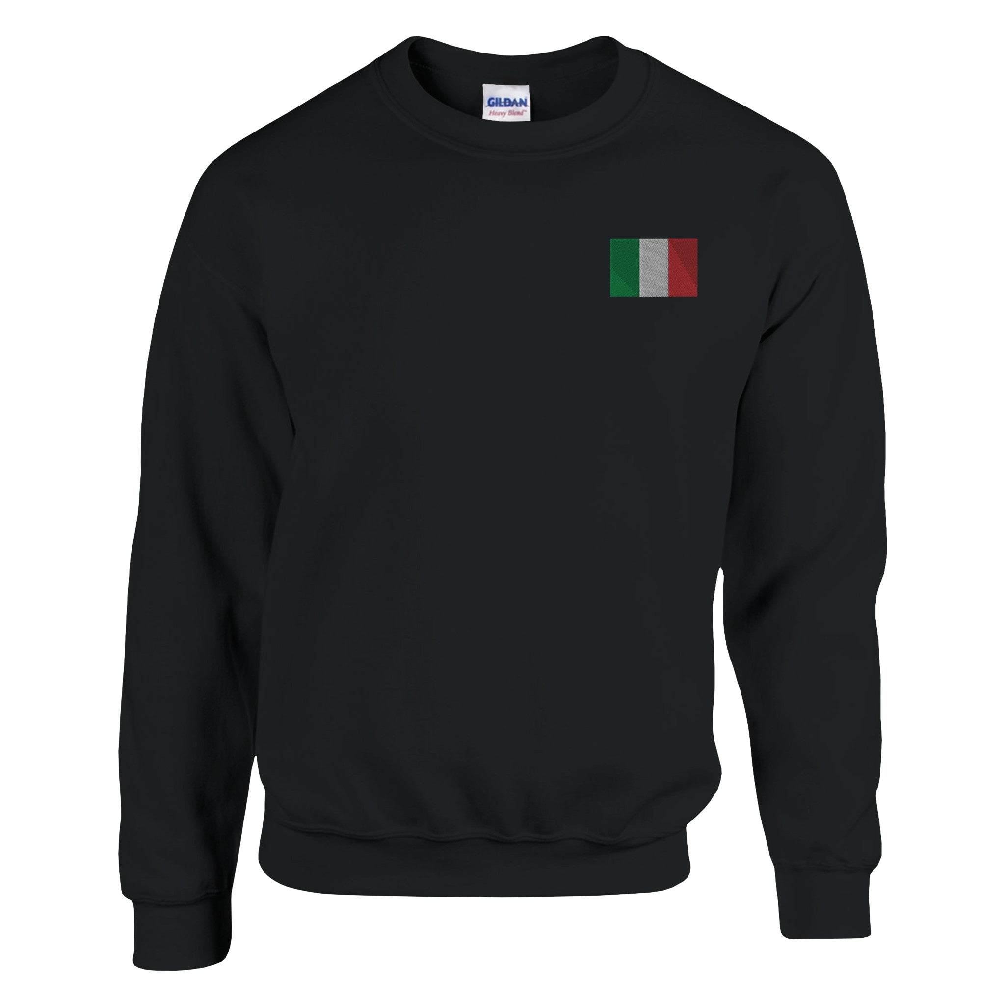 Sweat-shirt en coton et polyester avec broderie du drapeau italien, offrant confort et style décontracté.