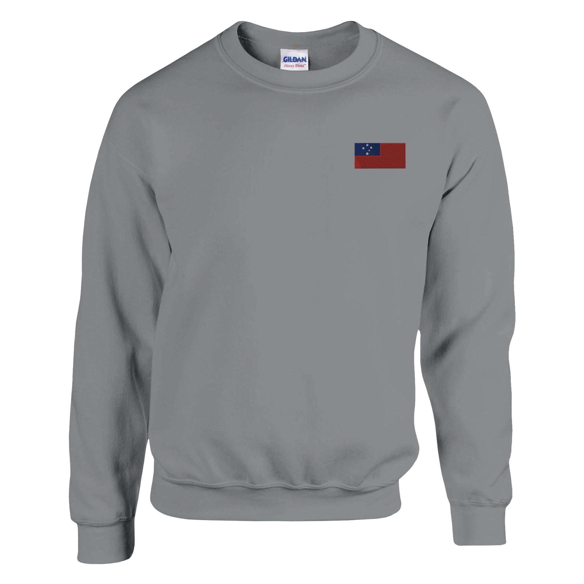 Sweat-shirt Drapeau des Samoa en broderie, mélange de coton et polyester, avec des détails de couture aiguille double et côtes élastiques.