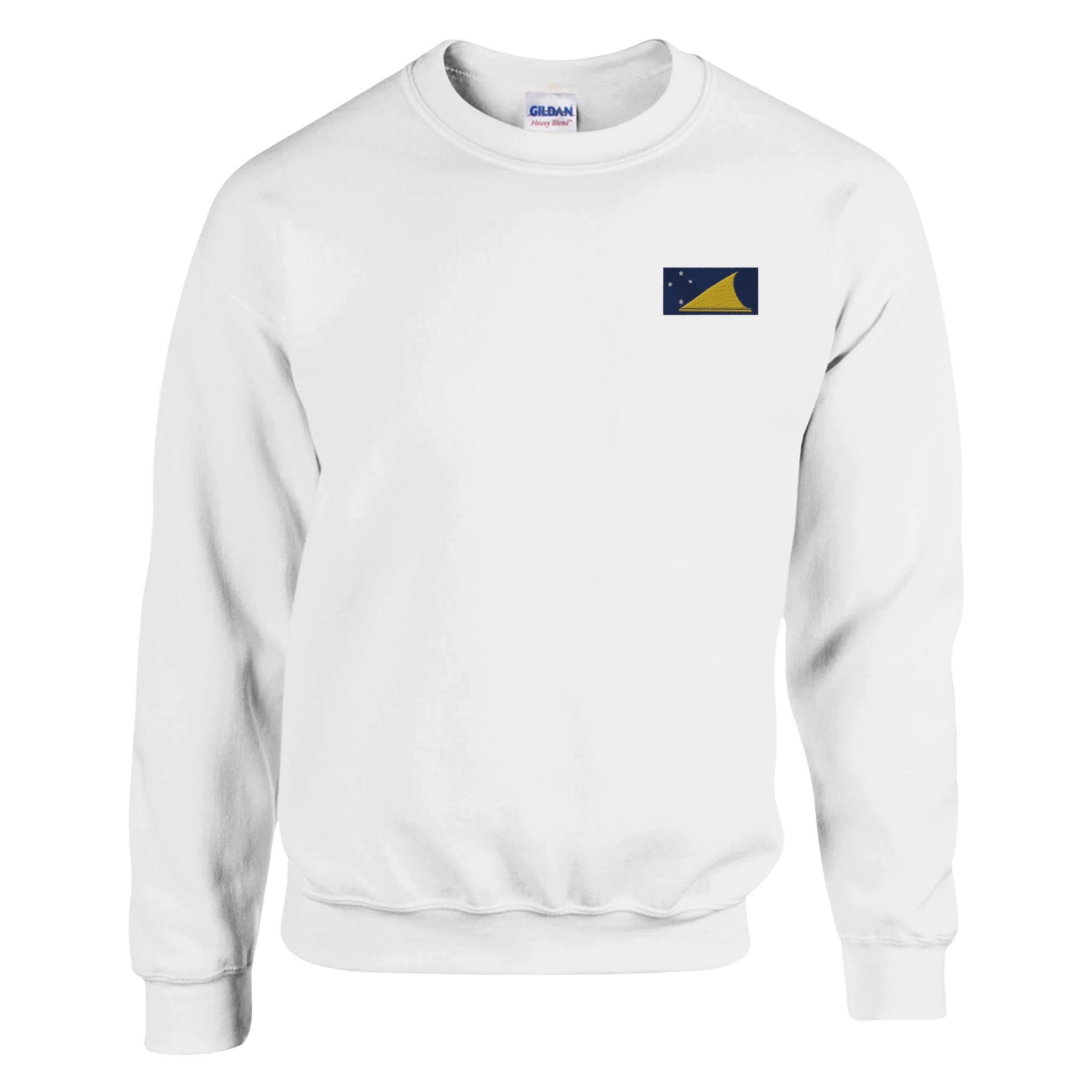 Sweat-shirt Drapeau des Tokelau en broderie, mélange de coton et polyester, avec coutures renforcées et élasticité.