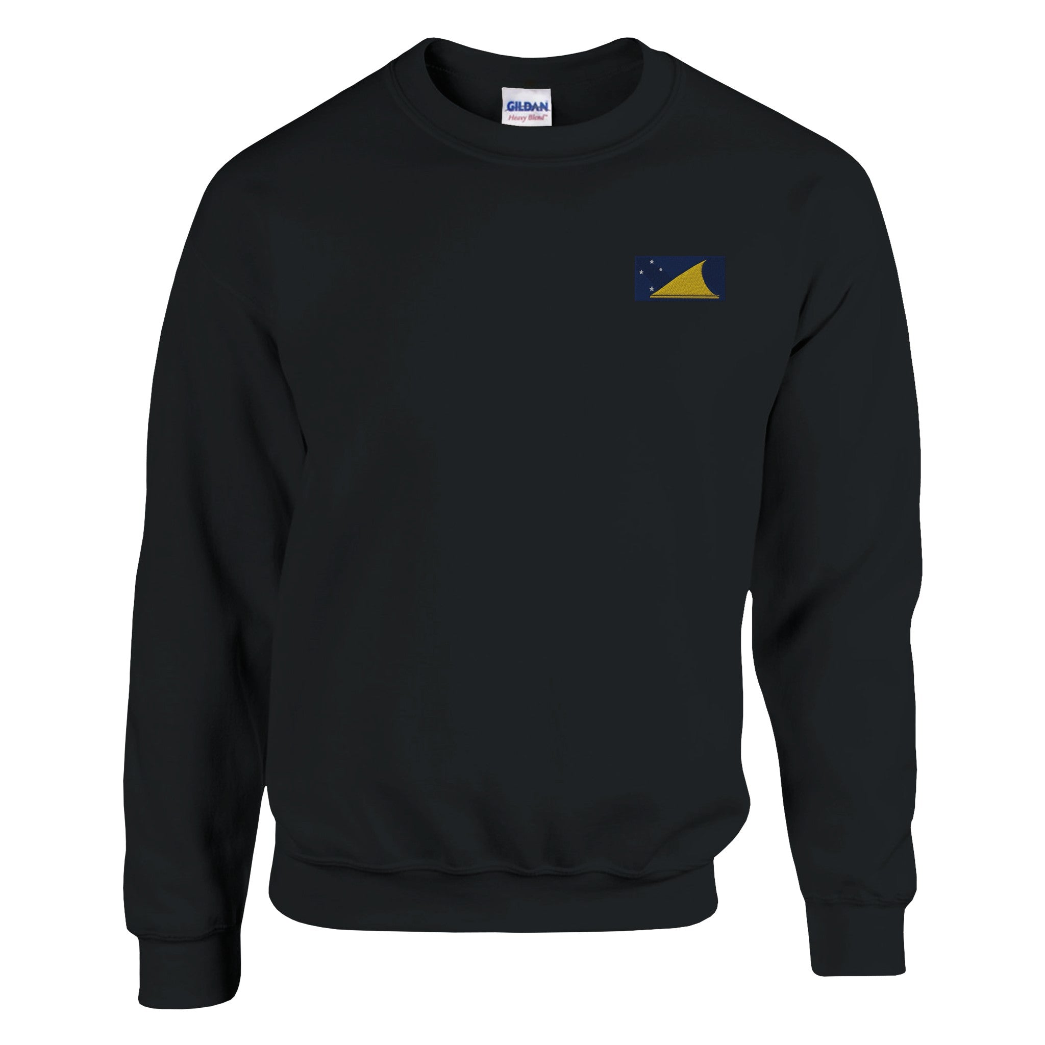 Sweat-shirt Drapeau des Tokelau en broderie, mélange de coton et polyester, avec coutures renforcées et élasticité.