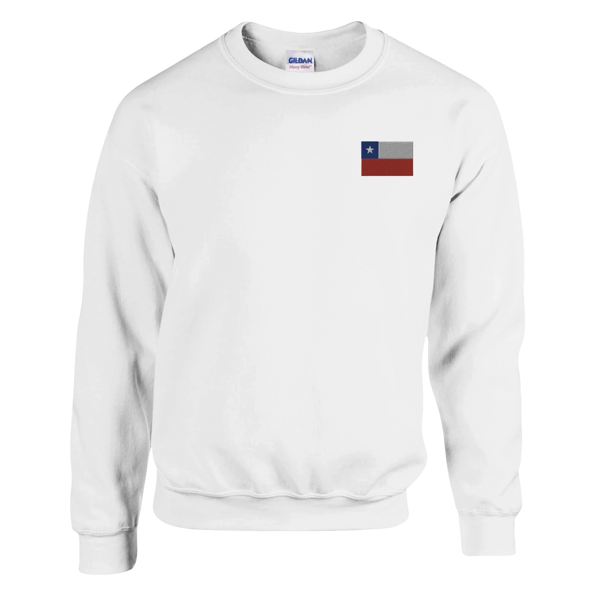 Sweat-shirt Drapeau du Chili en broderie, mélange de coton et polyester, avec une coupe classique et des détails de couture soignés.