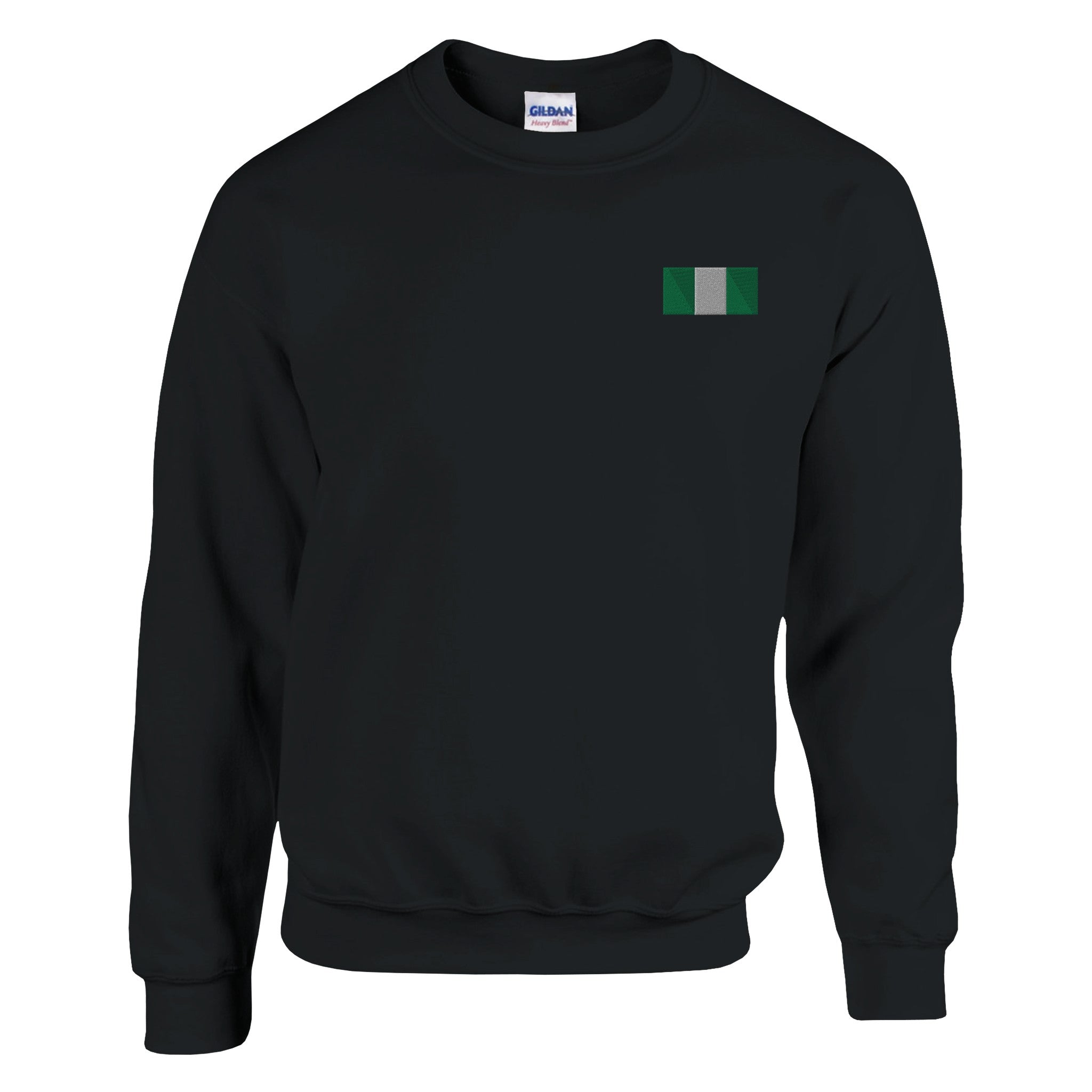 Sweat-shirt en coton et polyester avec broderie du drapeau du Nigeria, offrant confort et style décontracté.