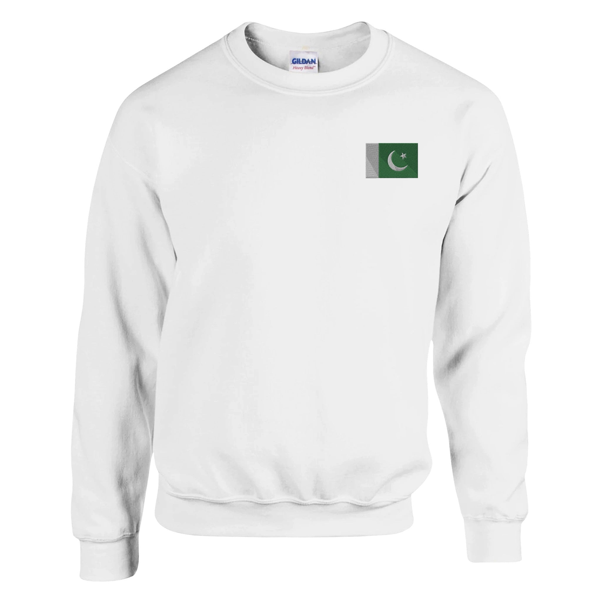 Sweat-shirt Drapeau du Pakistan en broderie, mélange de coton et polyester, avec des détails de couture aiguille double et côtes élastiques.