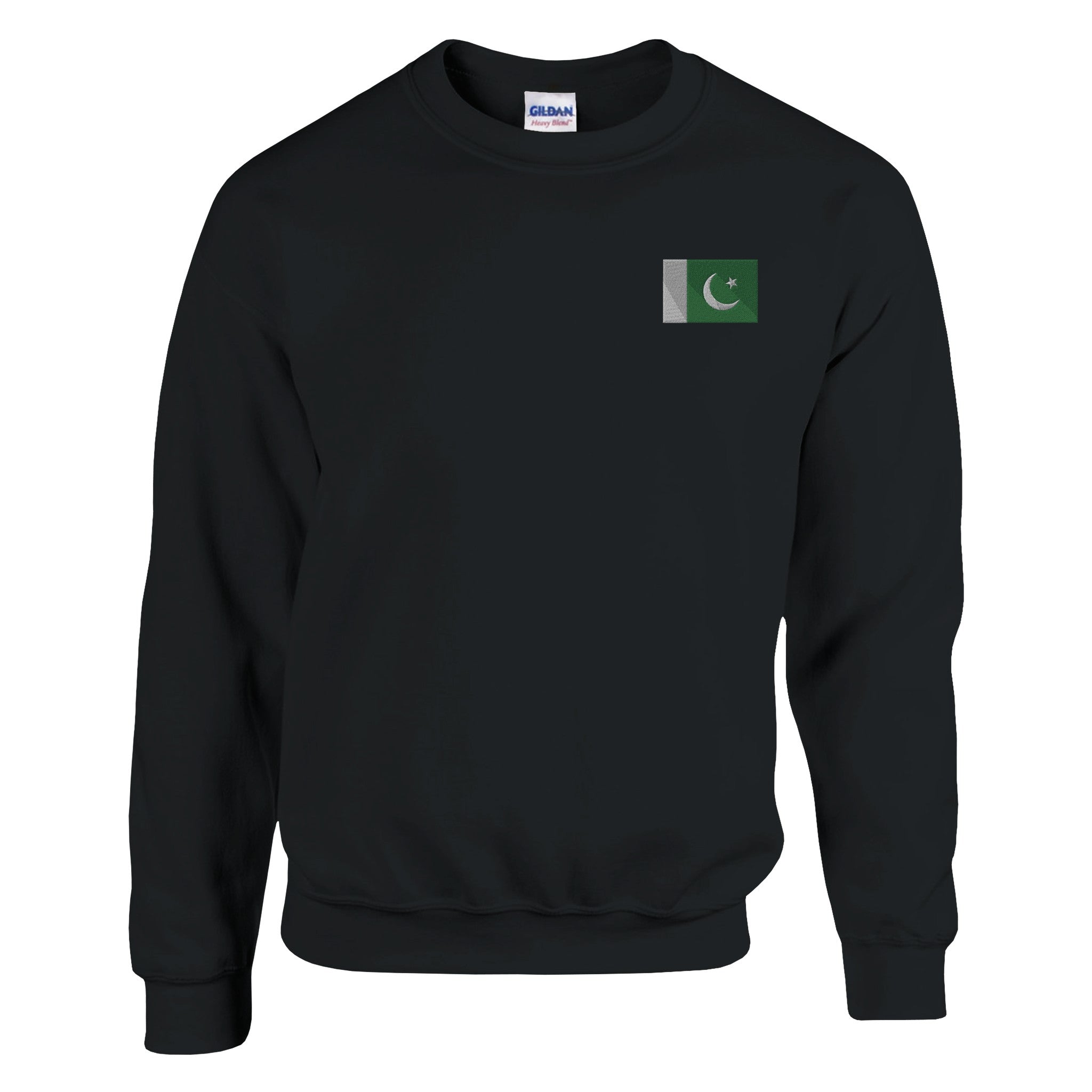 Sweat-shirt Drapeau du Pakistan en broderie, mélange de coton et polyester, avec des détails de couture aiguille double et côtes élastiques.