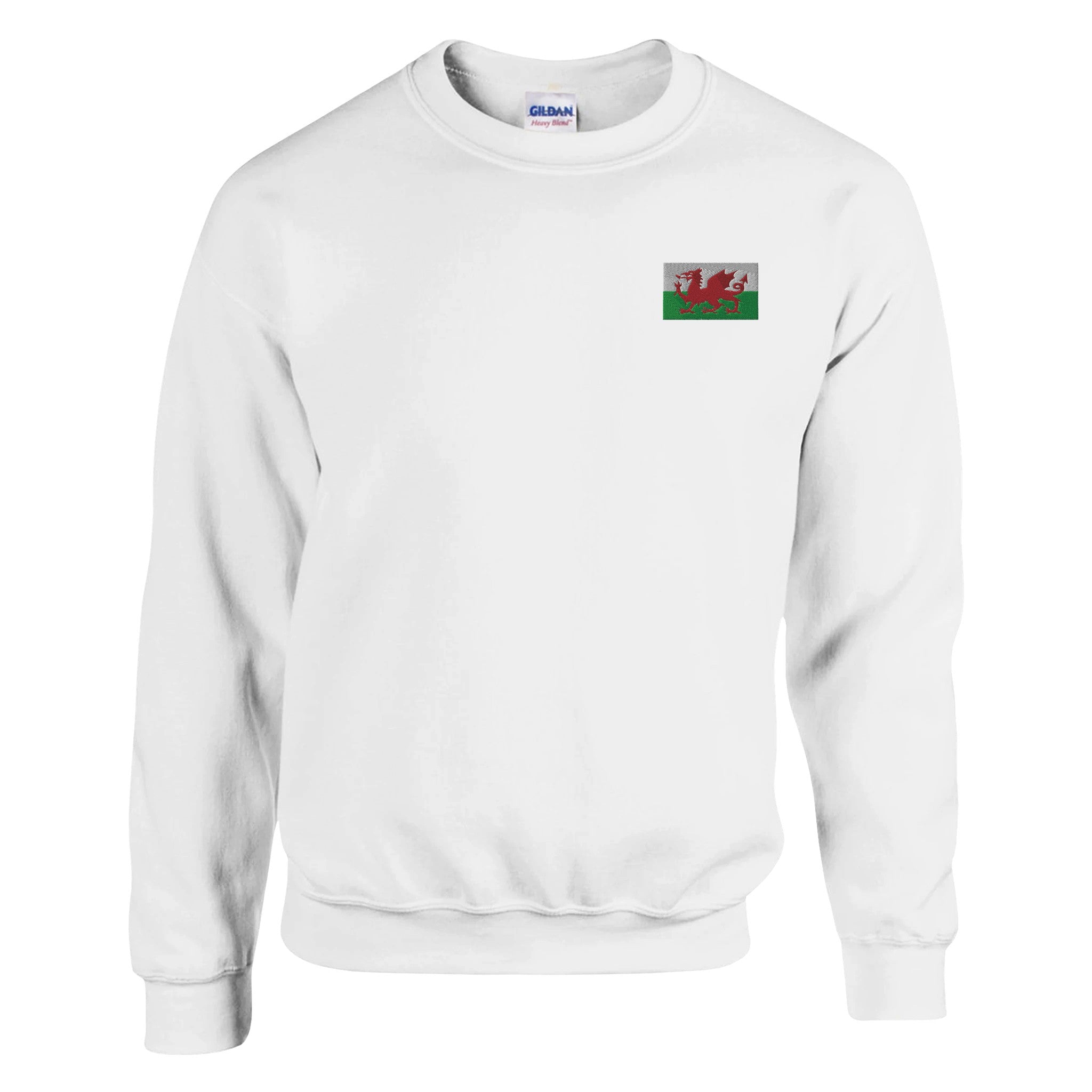 Sweat-shirt en broderie avec le drapeau du pays de Galles, en mélange de coton et polyester, affichant une coupe classique et des détails de couture renforcés.