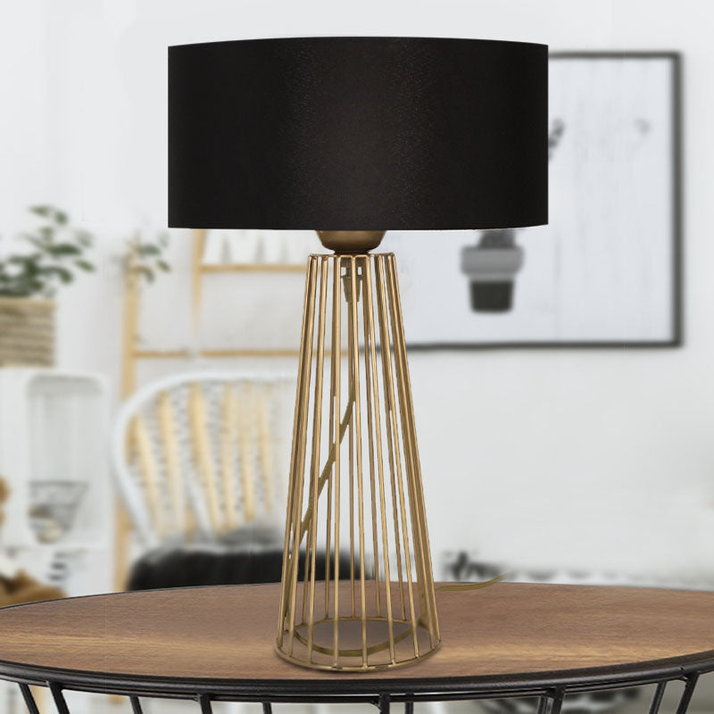 Stylish Table Lamp Light TOWER in gold and black, featuring a metallic base and fabric shade, measuring 25x25x45 cm.