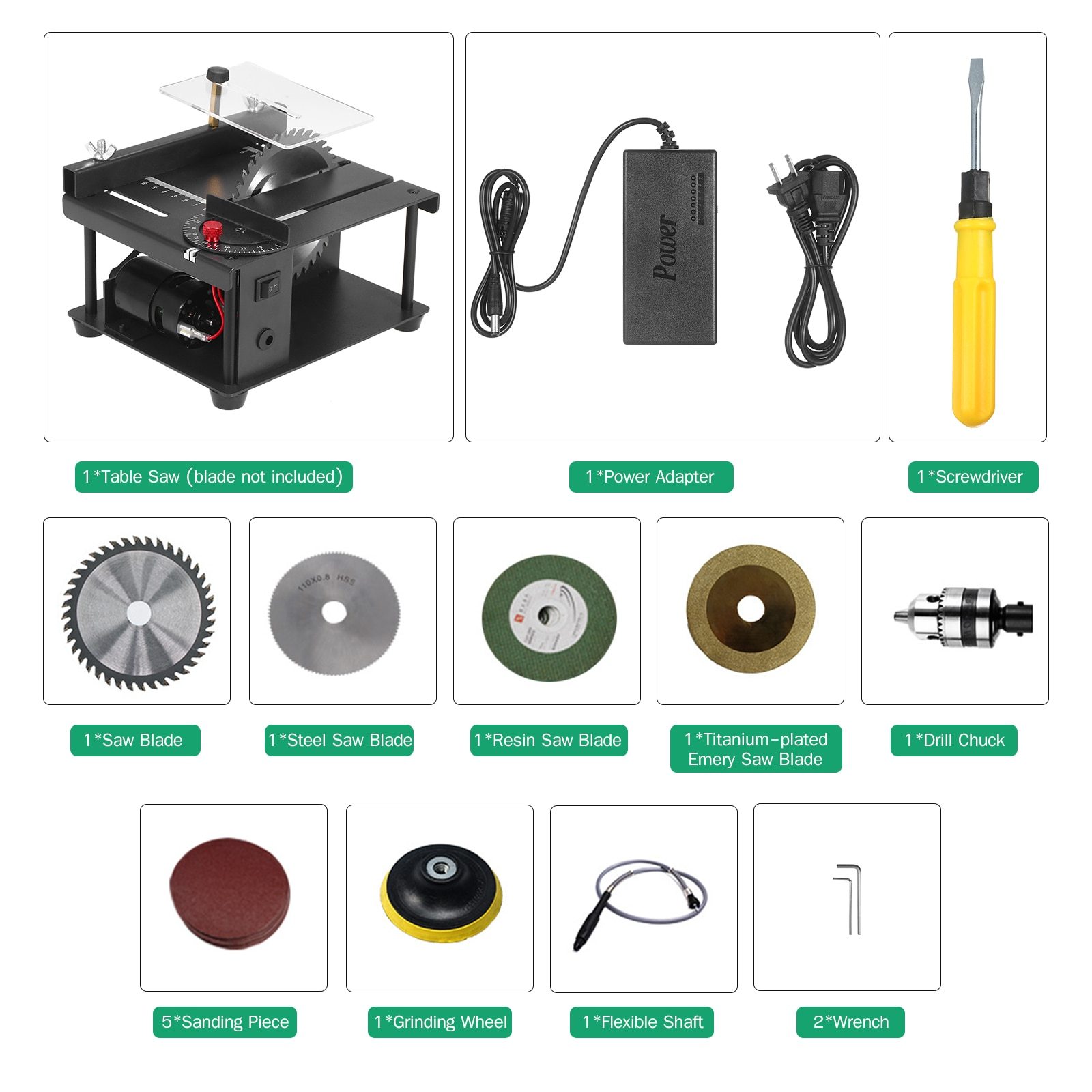 Table Saw Mini Desktop Cutter with adjustable speed and grinding wheel, designed for precise wood cutting.