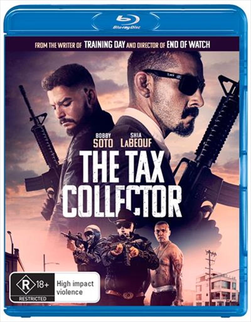 Blu-ray cover of 'Tax Collector', featuring dramatic artwork and key characters from the film.