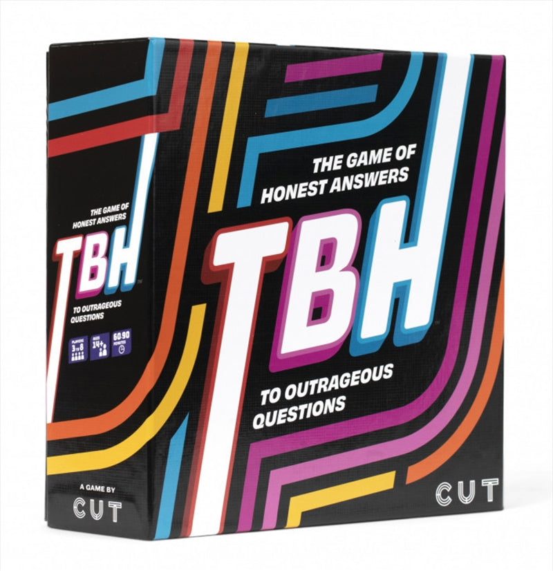 TBH: The Game Of Honest Answer box featuring colorful cards and game pieces for social party fun.