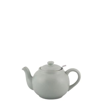 Handmade stoneware teapot with stainless steel strainer, 0.9-liter capacity, featuring unique color and glaze variations.