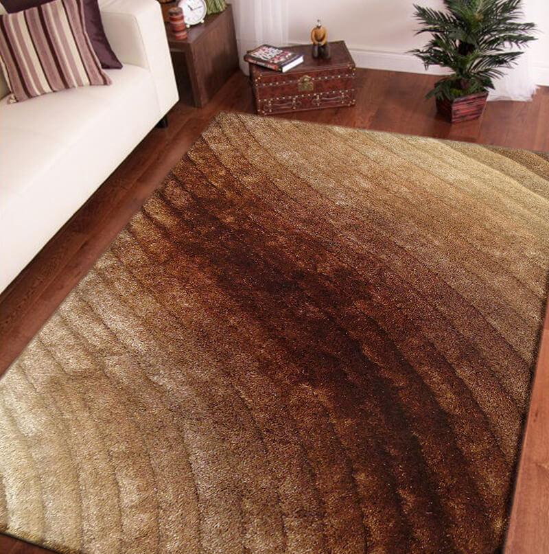 Terra 3D Brown Shag Rug featuring a plush texture and modern wave design, perfect for enhancing home decor.