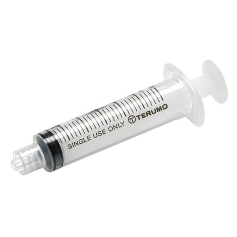 Terumo Luer Lock Syringes in various sizes, showcasing their transparent barrels and secure locking mechanism.