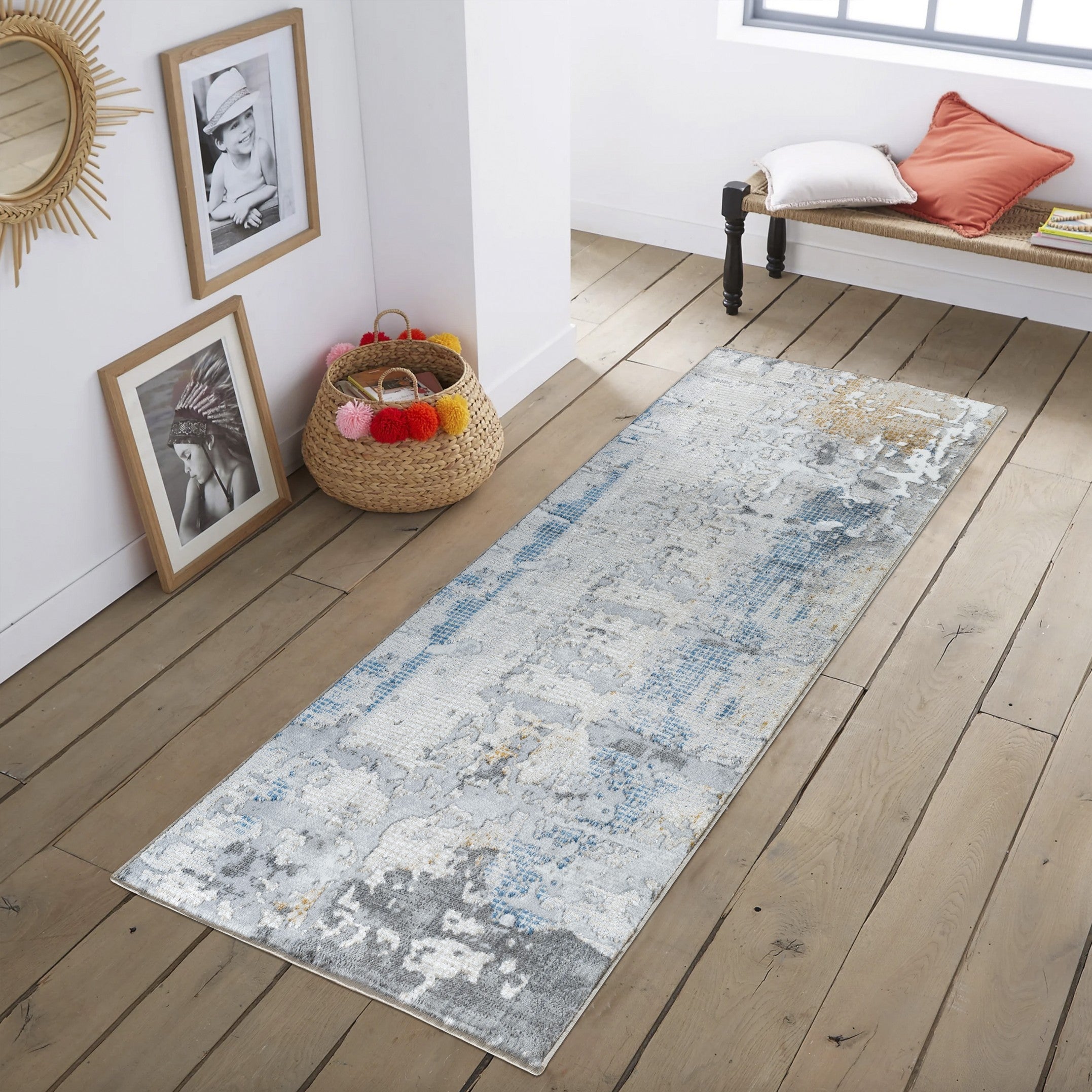 Textures Multi Area Rug in white, showcasing soft polyester material and elegant design, perfect for enhancing home decor.