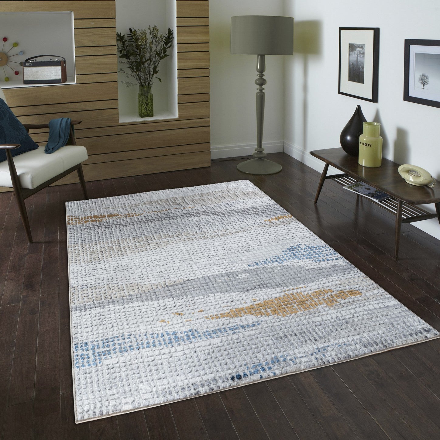 Textures Multi 5 ft. 3 in. x 7 ft. Area Rug featuring a white color and intricate patterns, ideal for enhancing home decor.