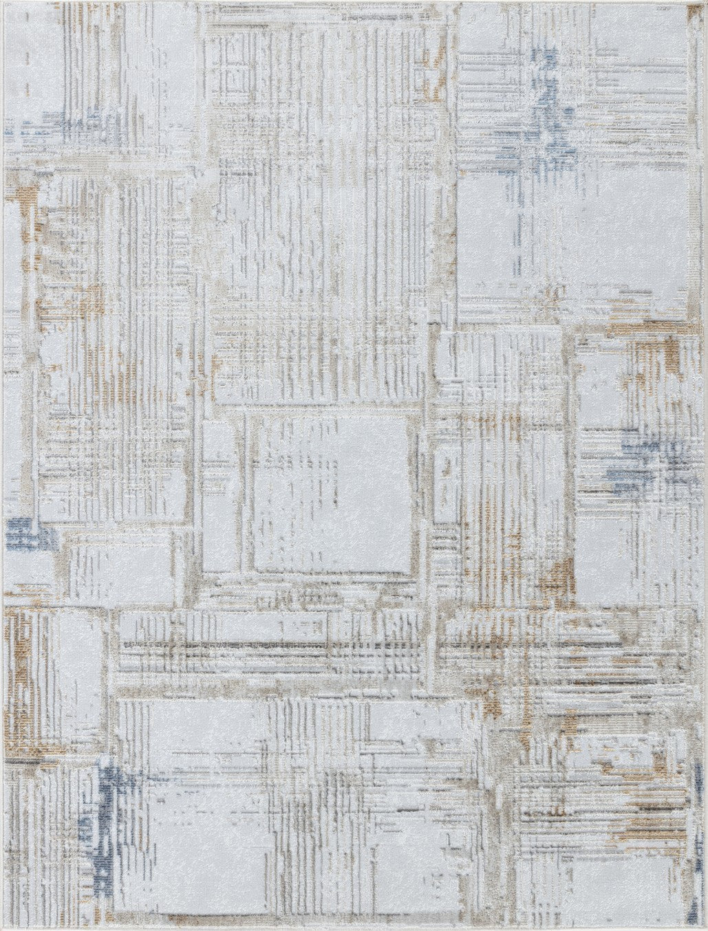 Textures Multi Area Rug measuring 7 ft. 10 in. x 9 ft. 10 in., featuring a soft white polyester surface, perfect for enhancing home decor.