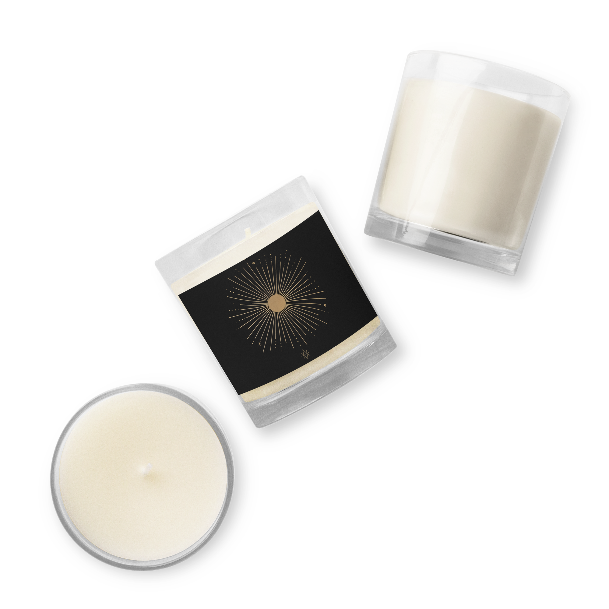 A beautifully crafted glass jar soy wax candle named 'The Sun', designed to provide warmth and comfort during winter.