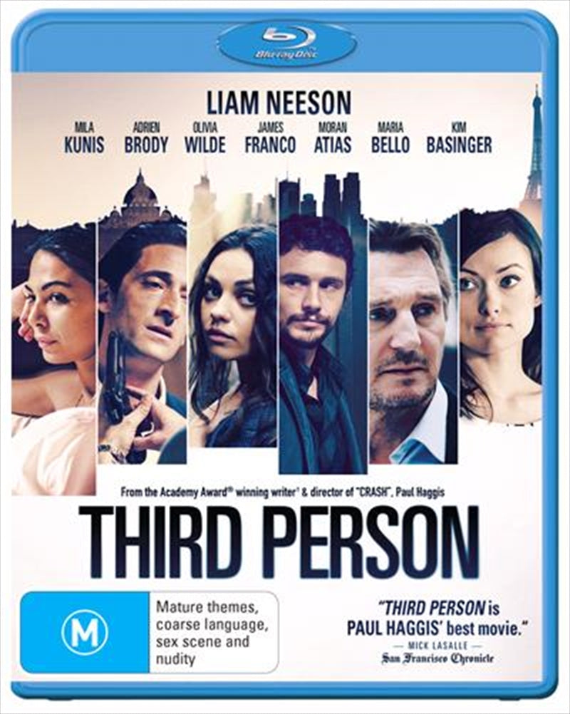 Blu-ray cover of Third Person featuring dramatic artwork and key characters.