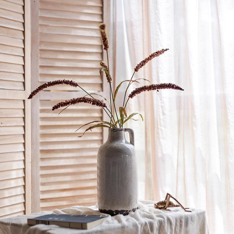 39-inch tall Three-Headed Dogtail Grass Stem in burgundy, green, and yellow colors, showcasing its realistic design and lush appearance.