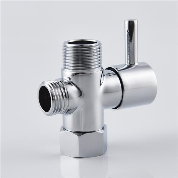 Toilet Fill Valve G7/8 Female x G15/16 Male x G1/2 Male T Adapter made of brass with a chrome finish, showcasing its connections and design.