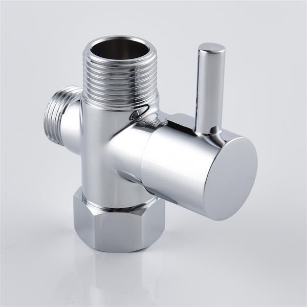 Toilet Fill Valve G7/8 Female x G15/16 Male x G1/2 Male T Adapter made of brass with a chrome finish, showcasing its connections and design.