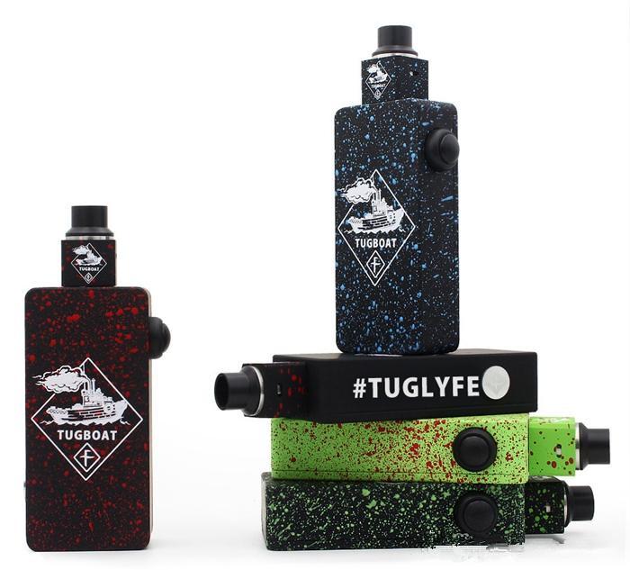 Top Tuglyfe Tugboat Box Mod Kit showcasing colorful design and aluminum body, perfect for vaping enthusiasts.