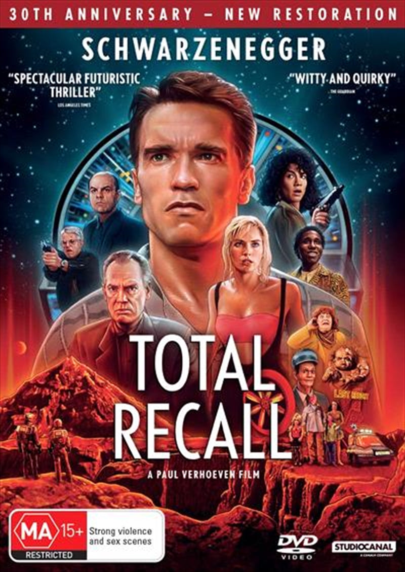 Total Recall Classics Remastered DVD cover featuring Arnold Schwarzenegger in a sci-fi setting.