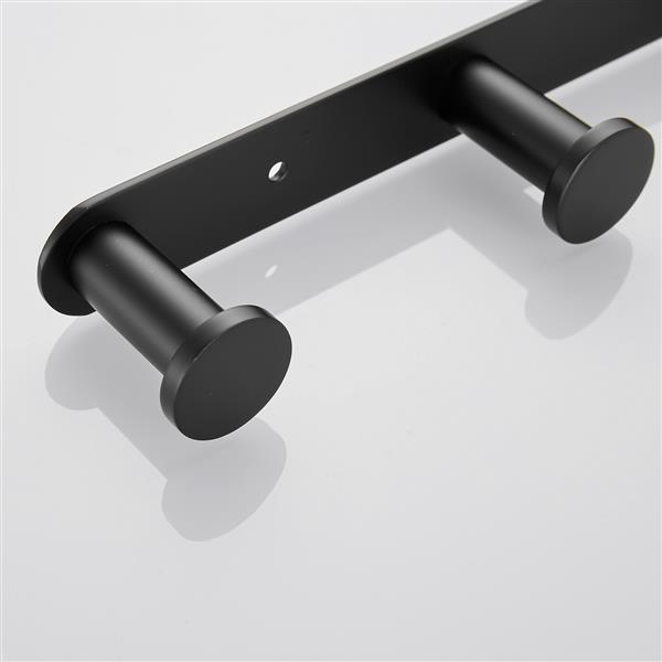 Matte black towel holder hook made of 304 stainless steel with four hooks, ideal for bathroom use.