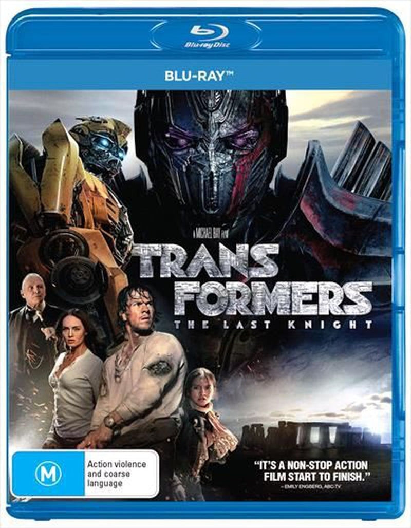 Transformers - The Last Knight Blu-ray cover featuring Optimus Prime and action-packed scenes.