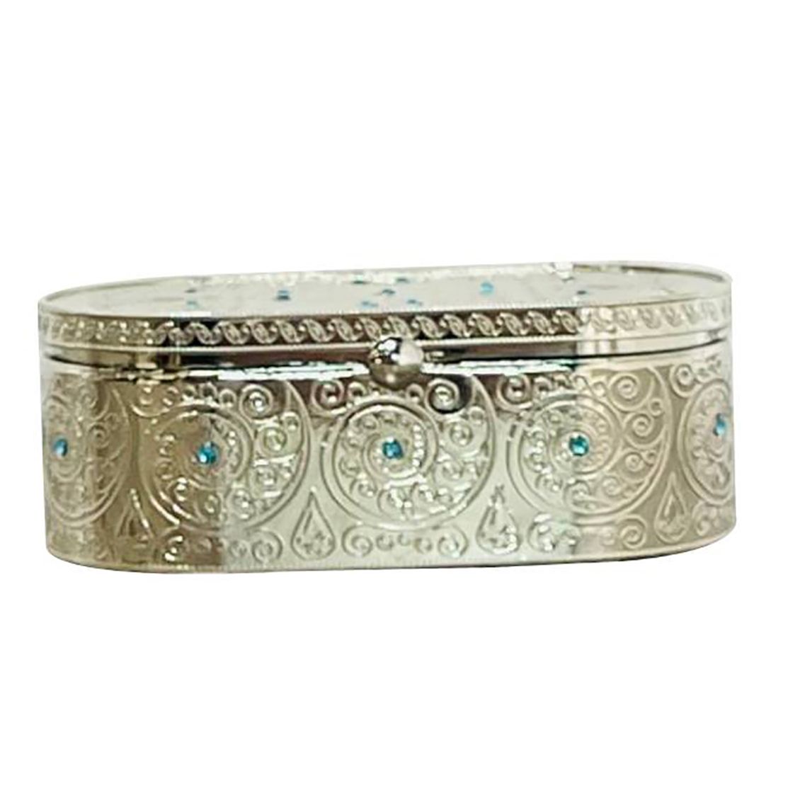 Travel Candles Holder made of high-quality nickel with elegant swirling designs, featuring an inscribed Shabbat blessing inside the lid.