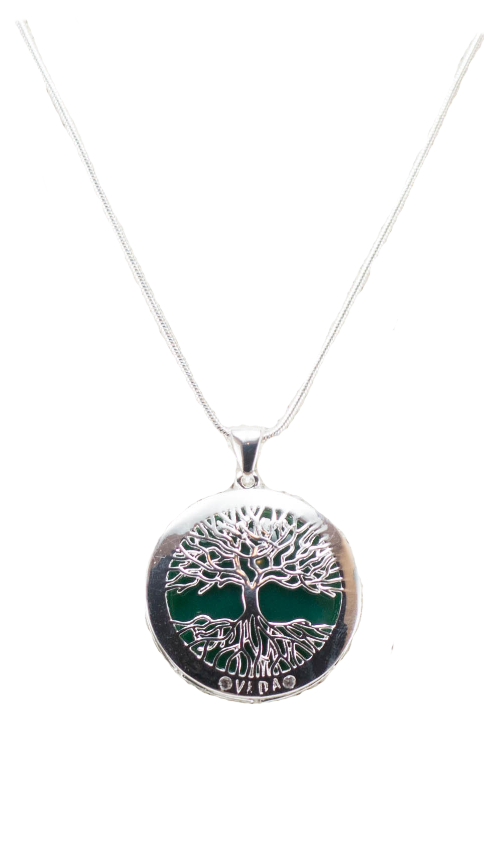 A beautiful Tree of Life Necklace featuring an intricate pendant on a silver chain, symbolizing growth and connection.