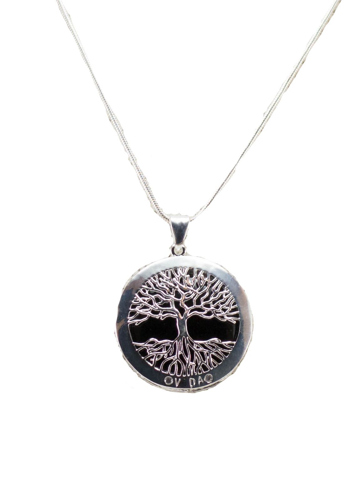 A beautiful Tree of Life Necklace featuring an intricate pendant on a silver chain, symbolizing growth and connection.