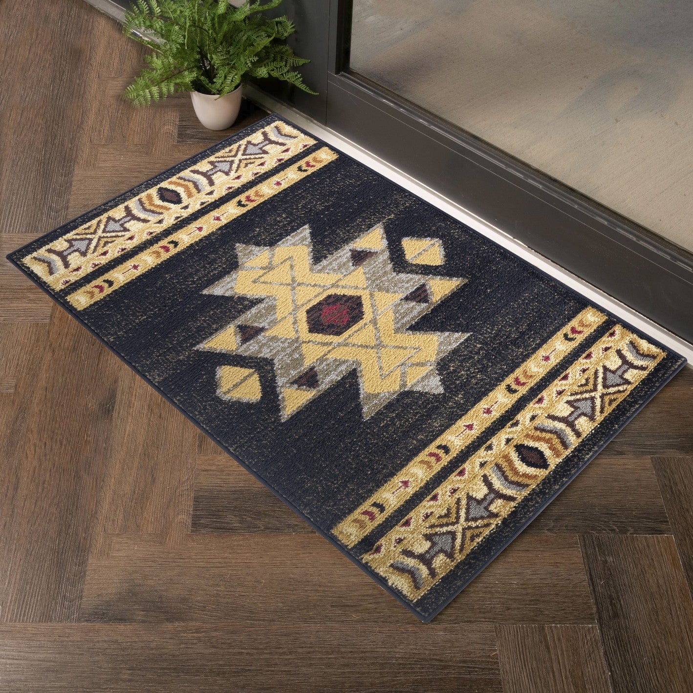 Tribes Black 2 ft. x 3 ft. Southwest Area Rug featuring intricate southwest patterns in black, perfect for enhancing home decor.