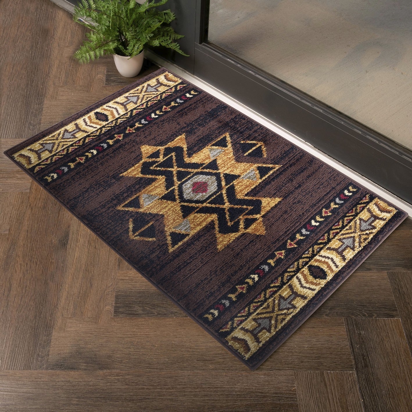 Tribes Brown 2 ft. x 3 ft. Southwest Area Rug featuring intricate southwestern patterns and a rich brown color, perfect for enhancing home decor.