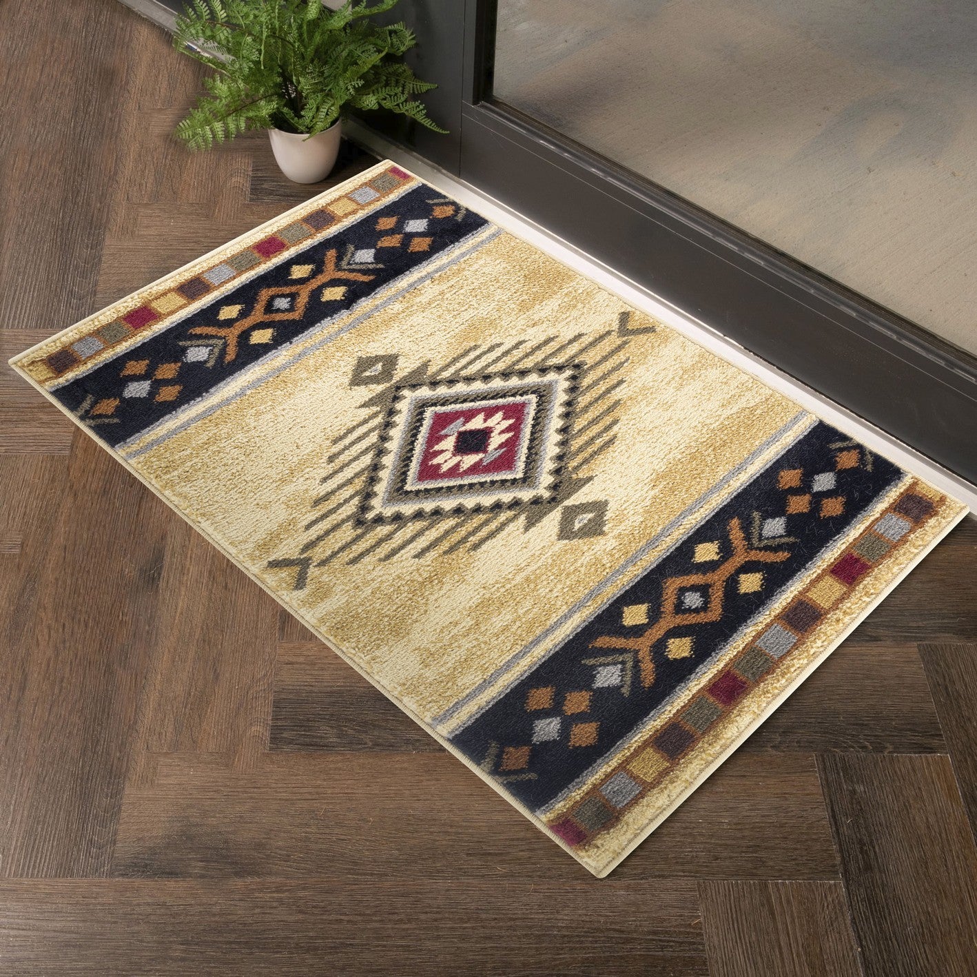 Tribes Cream 2 ft. x 3 ft. Southwest Area Rug featuring elegant southwest design with traditional motifs in a soft cream color.