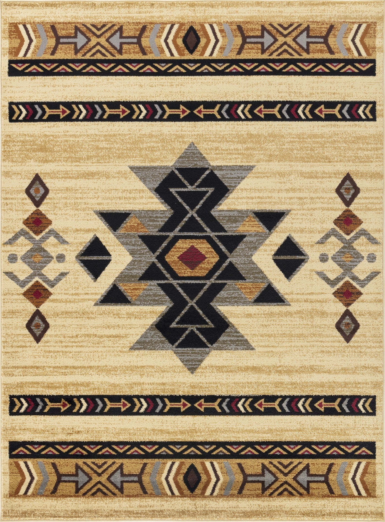 Tribes Cream Southwest Area Rug measuring 7 ft. 10 in. x 10 ft. 3 in., featuring intricate southwestern patterns in a warm cream color.