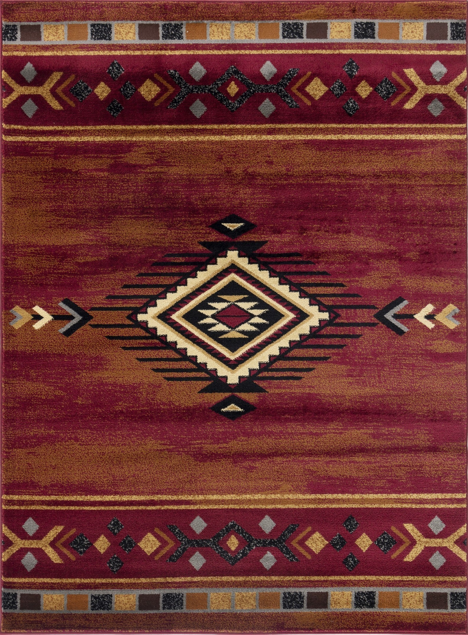 Tribes Red Southwest Area Rug measuring 7 ft. 10 in. x 10 ft. 3 in., featuring vibrant red color and traditional southwest design.