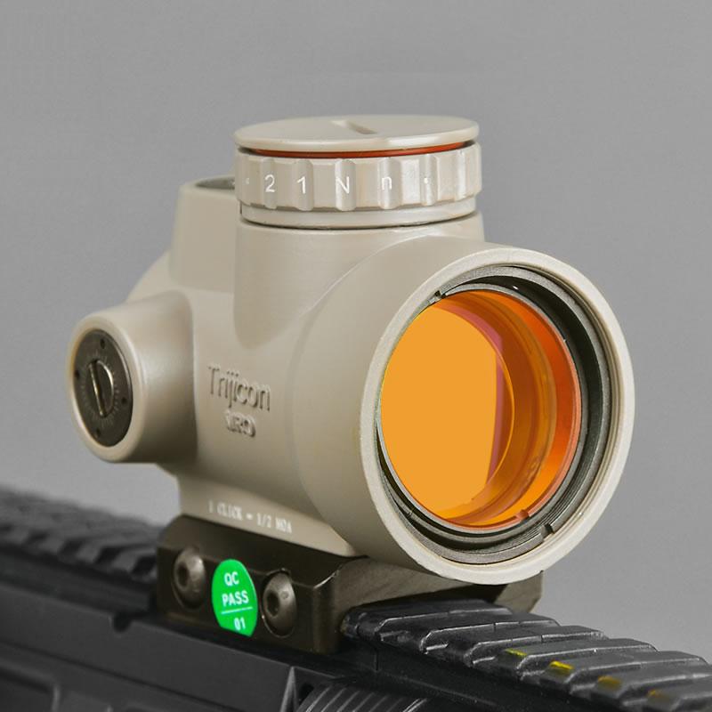 Close-up of a Trijicon scope