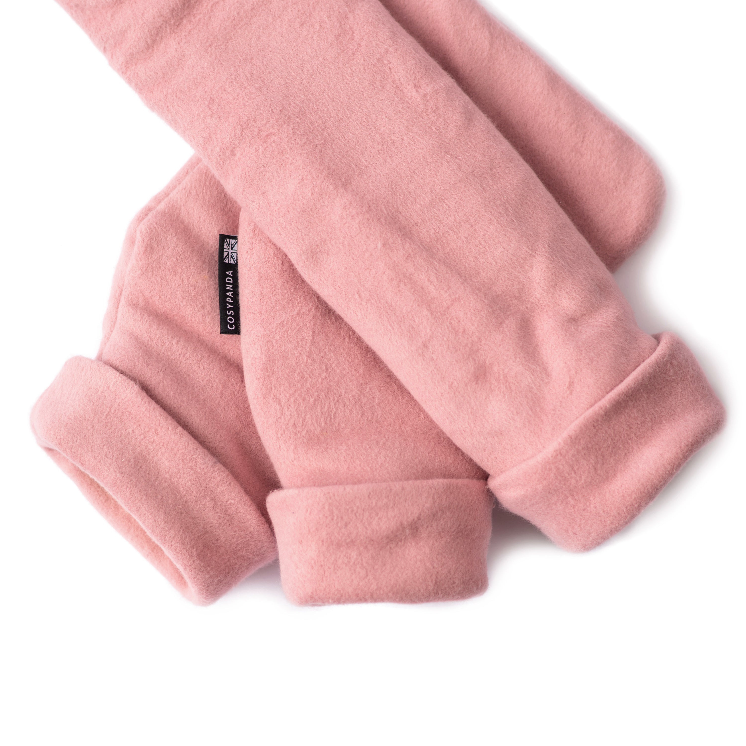 Triple Luxury Organic Cotton Pink Hot Water Bottle Gift Set featuring three sizes: long, regular, and mini, all in soft pink organic cotton covers.