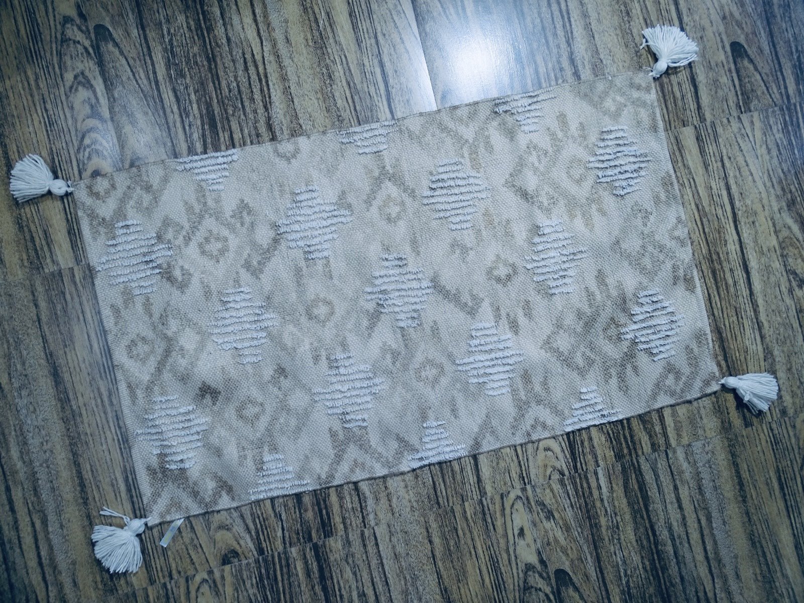 Tufted Shatter rug with corner fringes, showcasing a modern design and attractive color pattern, perfect for home decor.