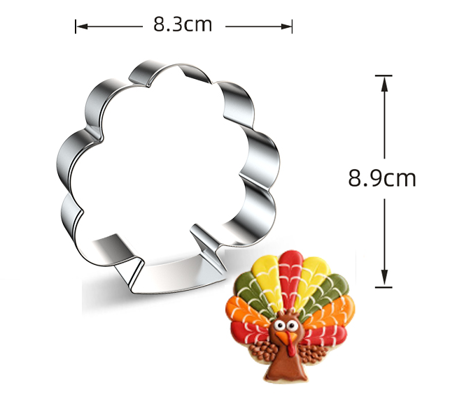 Turkey-shaped cookie cutter dimensions.