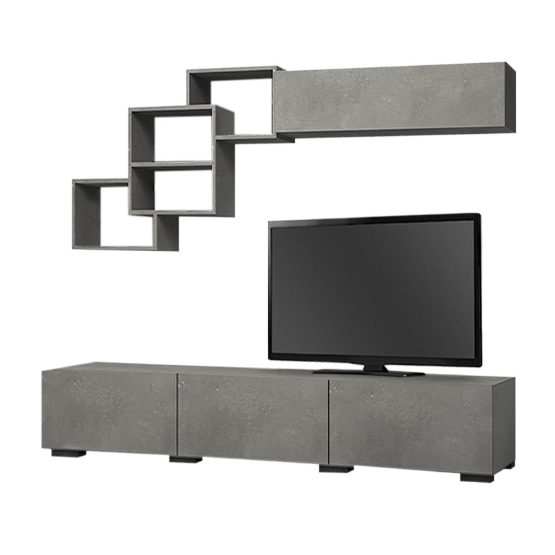 LOUIS Grey TV Furniture Set featuring a TV unit, wall shelf, and cabinet in a modern grey-anthracite finish, ideal for stylish interiors.