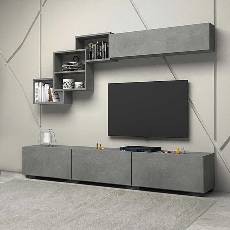 LOUIS Grey TV Furniture Set featuring a TV unit, wall shelf, and cabinet in a modern grey-anthracite finish, ideal for stylish interiors.