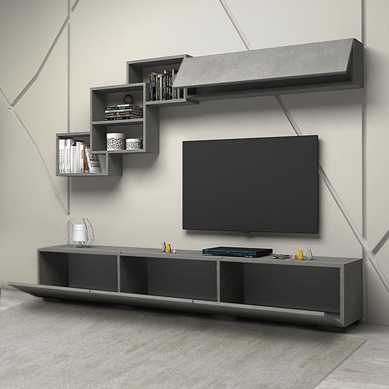 LOUIS Grey TV Furniture Set featuring a TV unit, wall shelf, and cabinet in a modern grey-anthracite finish, ideal for stylish interiors.