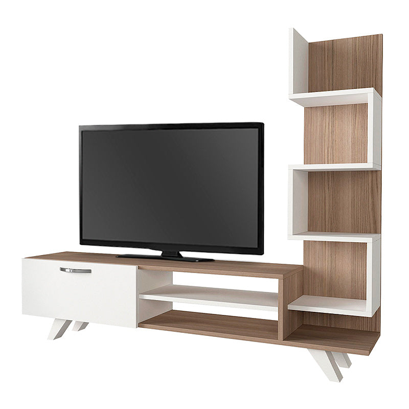 ALADIN White TV Stand with Cordoba finish, showcasing its sleek design and spacious surface area.