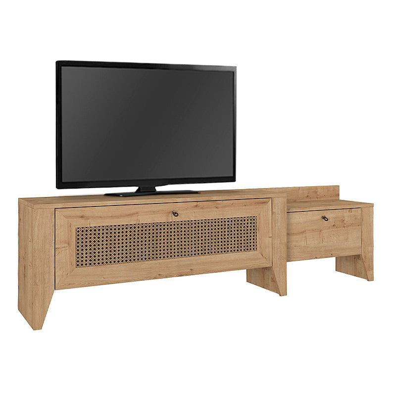 ANDALUSIA TV Stand in sapphire oak, featuring a sleek design and digital printing, dimensions 180x30x50 cm.