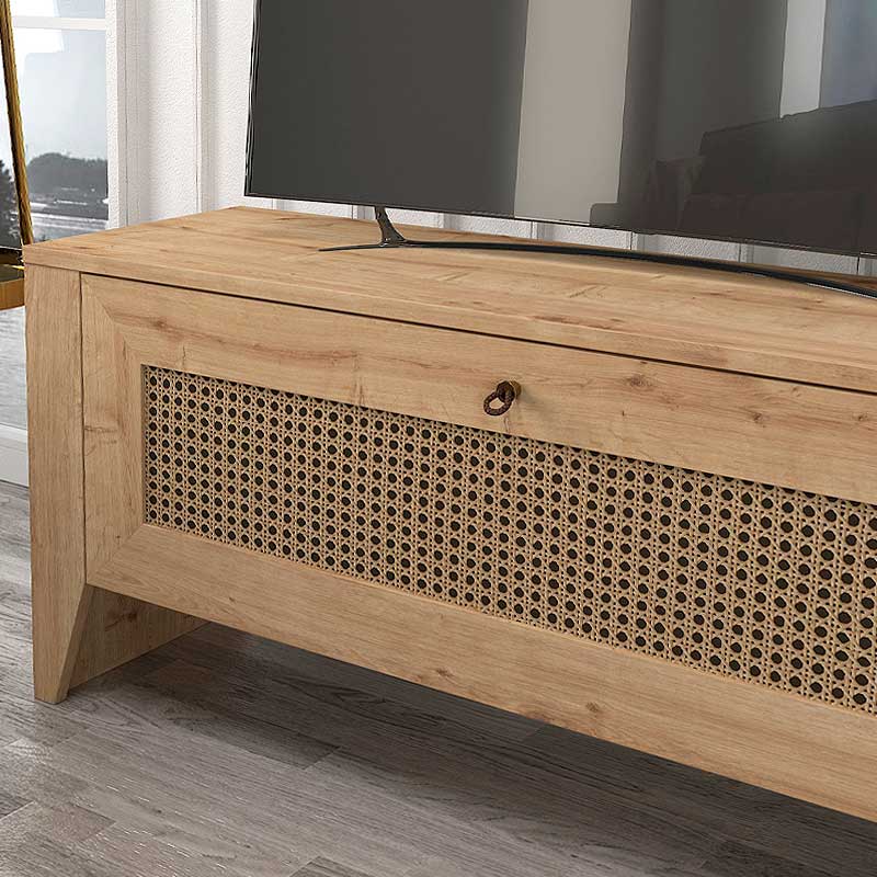 ANDALUSIA TV Stand in sapphire oak, featuring a sleek design and digital printing, dimensions 180x30x50 cm.