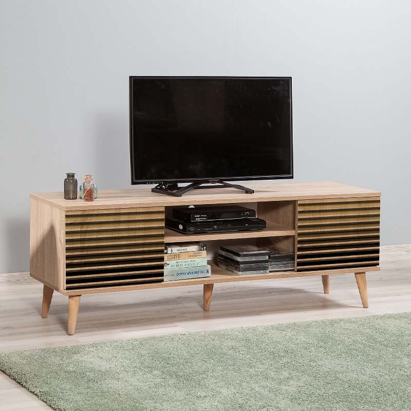 Modern TV Stand ANKARA Natur with stylish design and wooden legs, perfect for contemporary interiors.