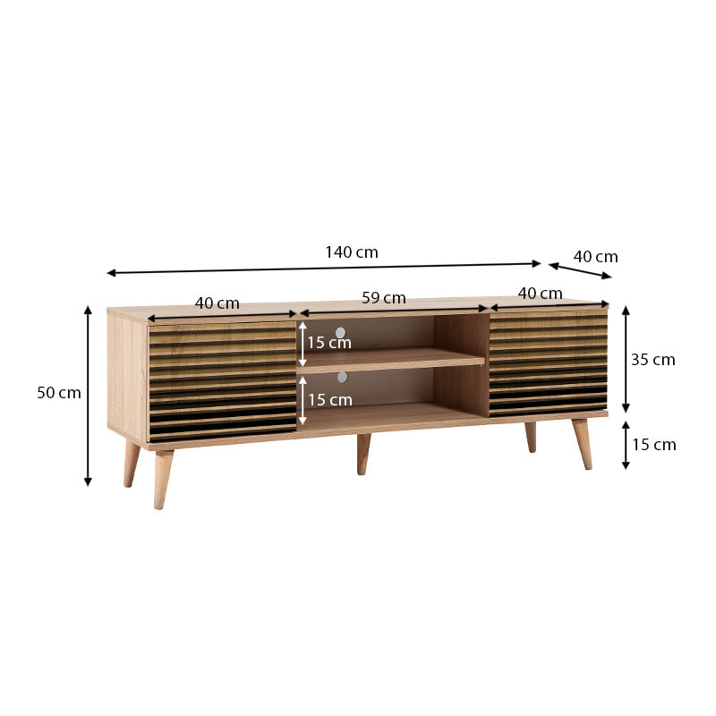 Modern TV Stand ANKARA Natur with stylish design and wooden legs, perfect for contemporary interiors.